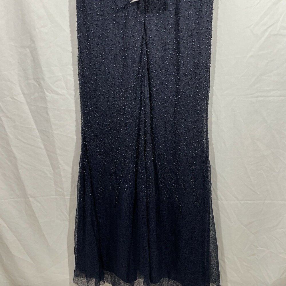 NWT $358 JS Collection Cowl Neck Beaded Mesh Gown in Blue [SZ‎ 10 ] - Picture 10 of 12